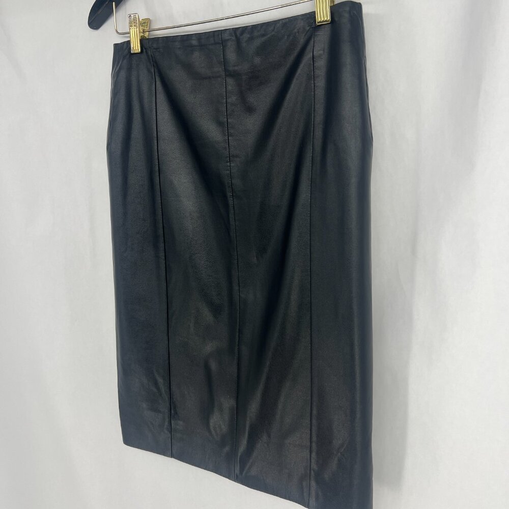 blue les copains black faux leather skirt